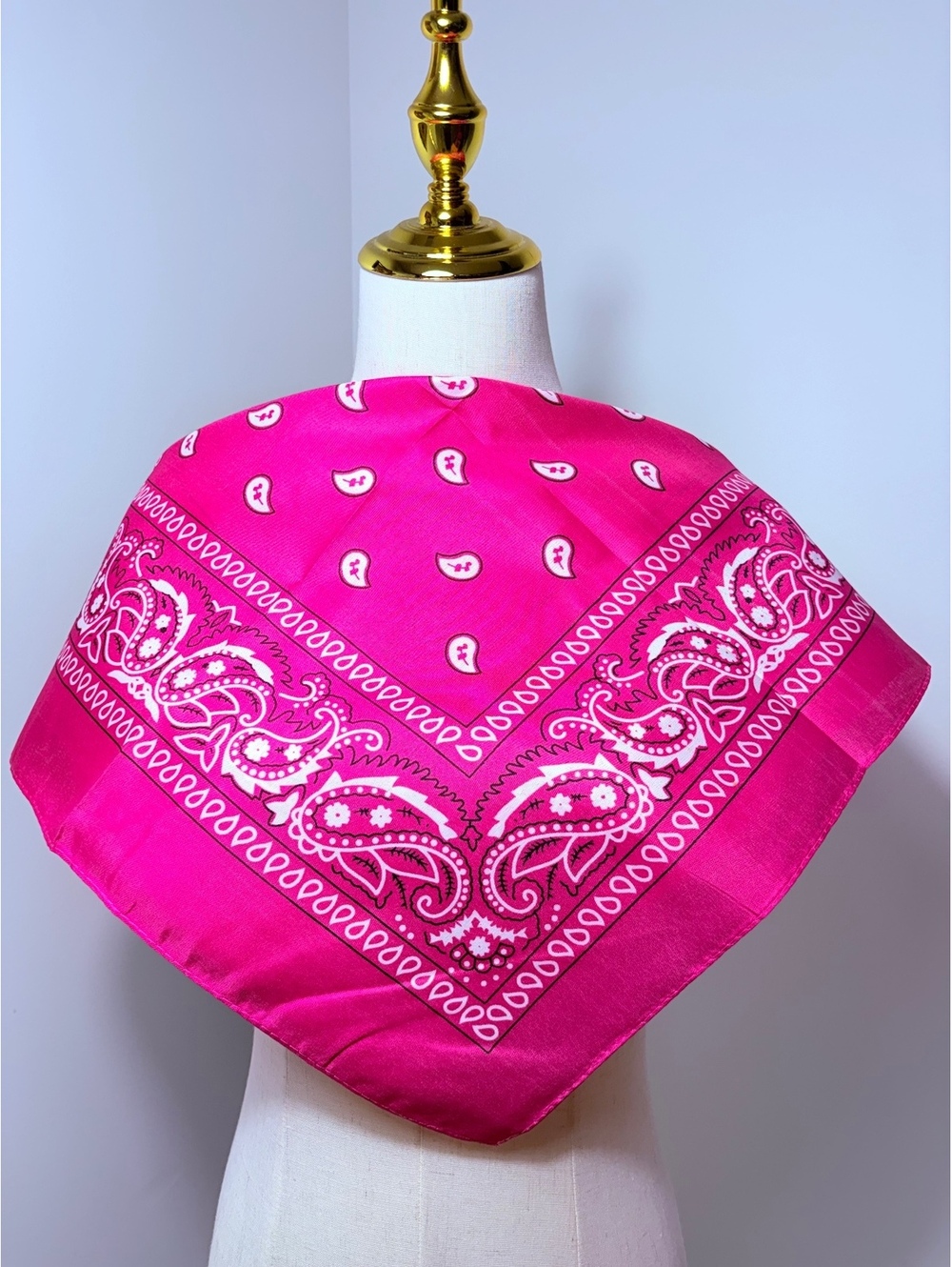 Vibrant Pink Paisley Bandana Scarf 22x22 Inches - New Without Tags